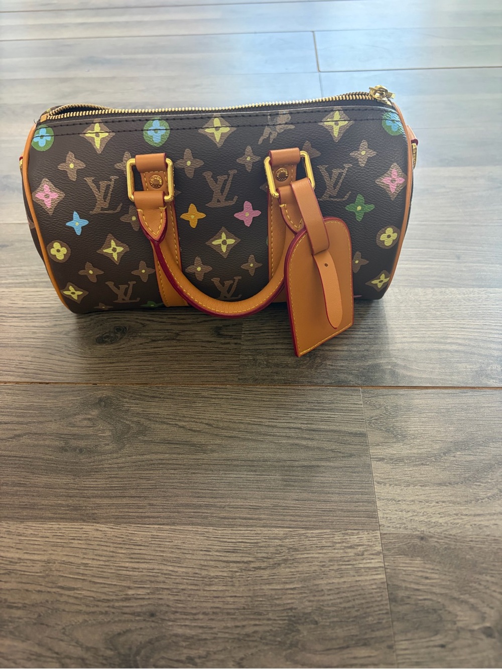 Multicolor Monogram Brown Mini Barrel Tote With Long Strap for Crossbody